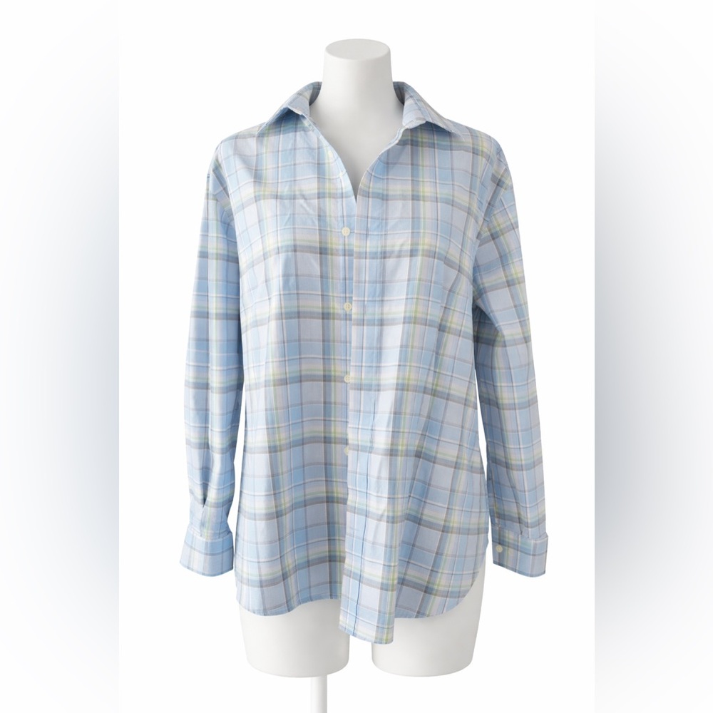 Blue Plaid Button-Up Shirt
